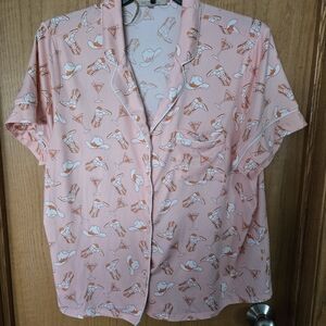 Pink Shirt with Shoe Print